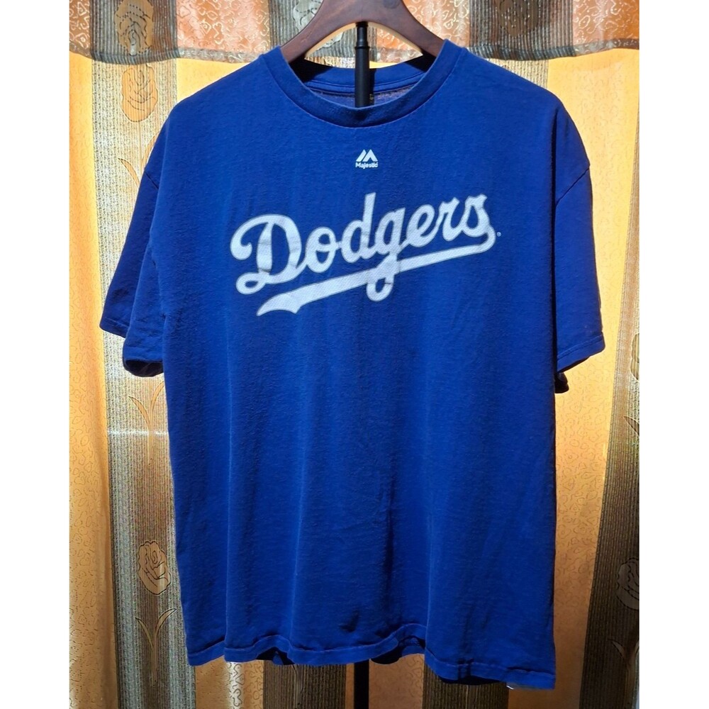 Majestic LA Dodgers T-Shirt Mens XL Blue Short Sleeve MLB Baseball Graphic Tee